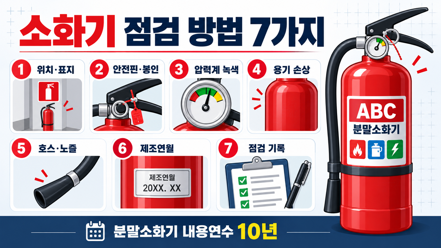 소화기 점검 방법 7가지와 분말소화기 내용연수 10년