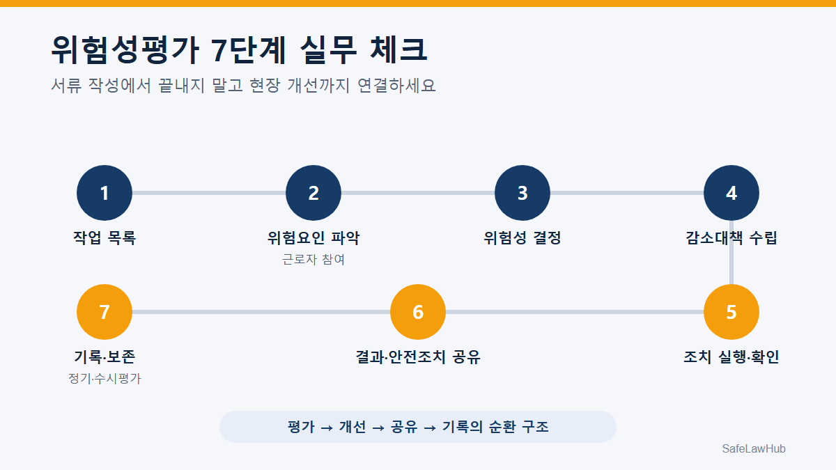 위험성평가 작업 목록부터 기록 보존까지 7단계 실무 체크리스트