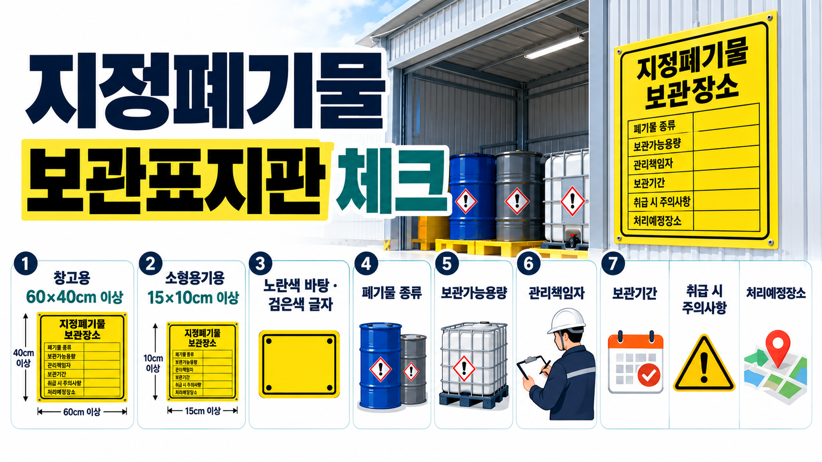 지정폐기물 보관표지판 규격과 기재사항 체크리스트