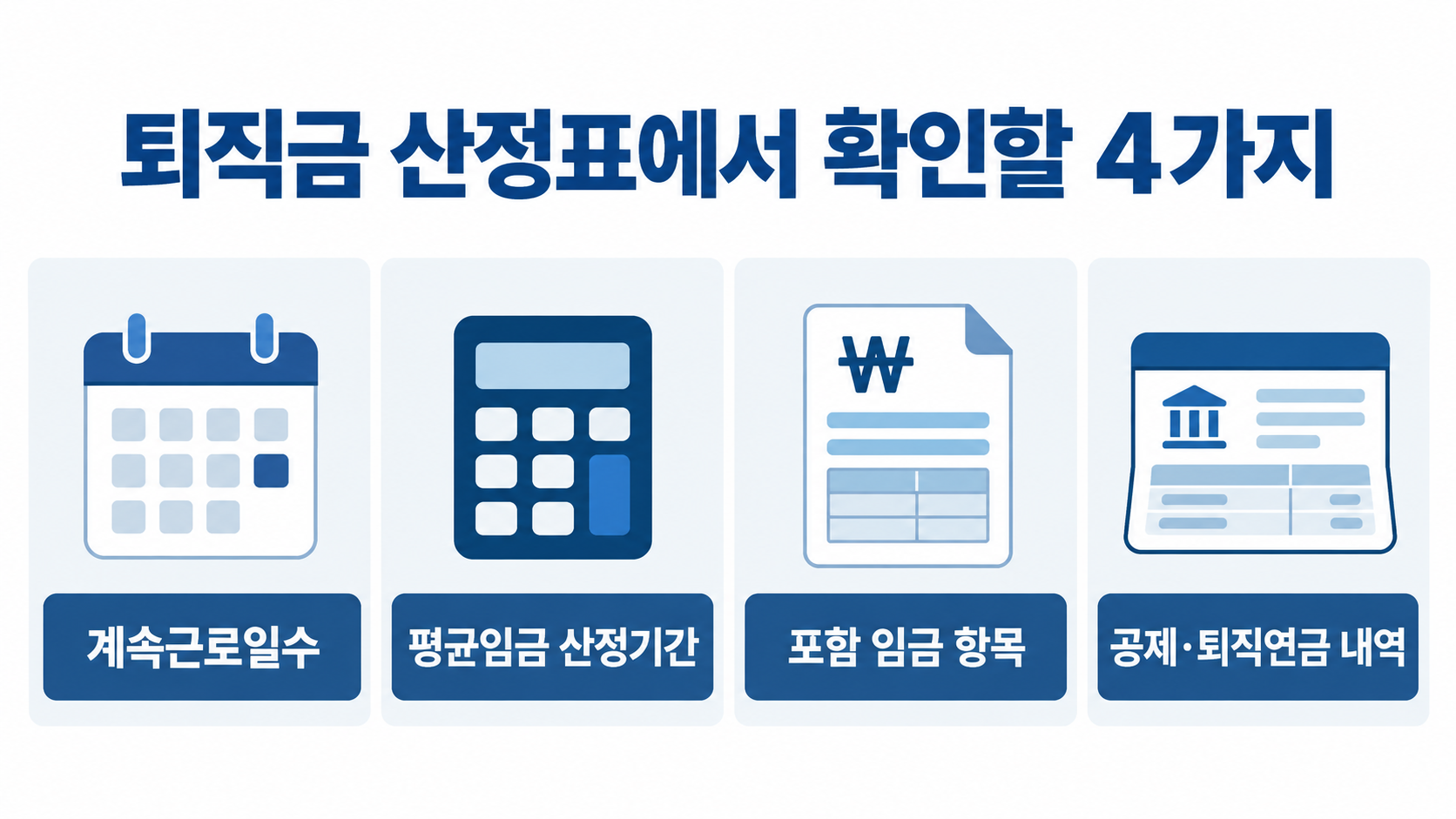 퇴직금 산정표에서 계속근로일수 평균임금 임금항목 공제내역을 확인하는 방법